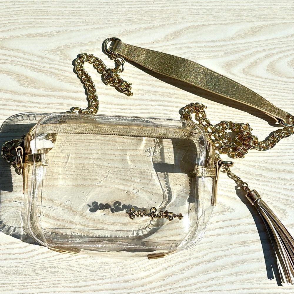 Lilly Pulitzer Gold Crossbody Bag with Chain Strap